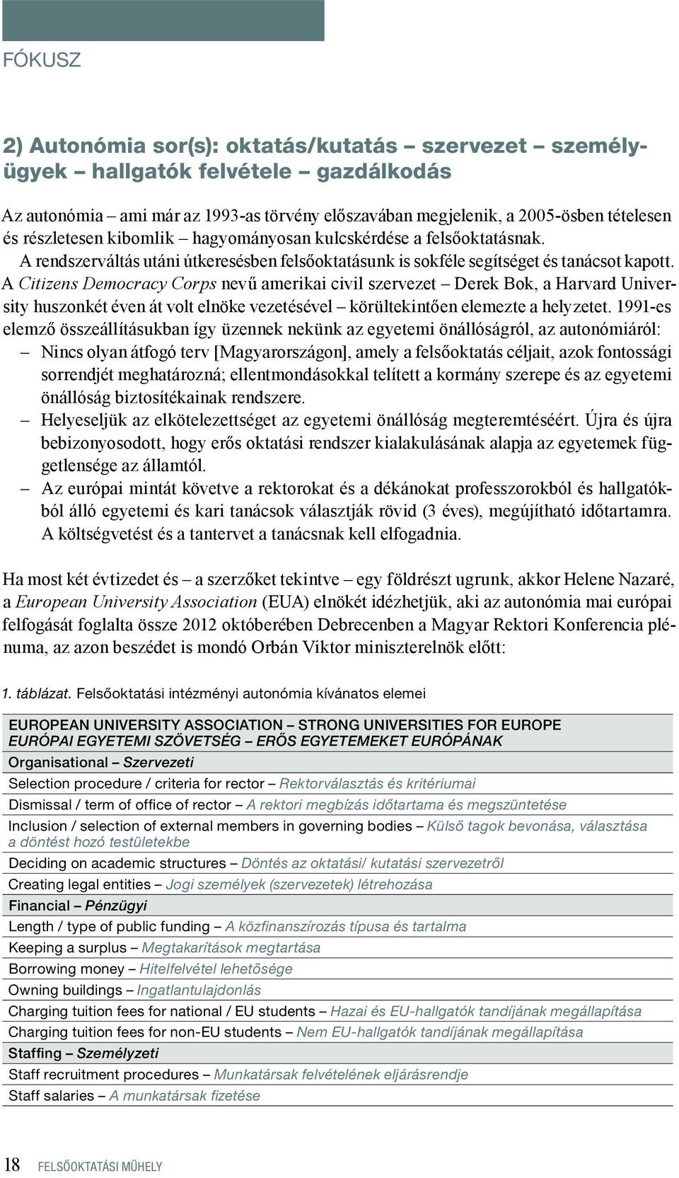 A Citizens Democracy Corps nevű amerikai civil szervezet Derek Bok, a Harvard University huszonkét éven át volt elnöke vezetésével körültekintően elemezte a helyzetet.