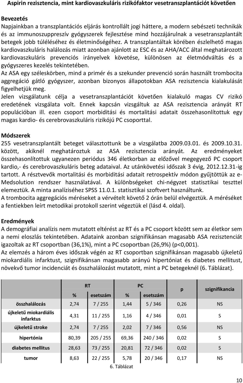 A transzplantáltak körében észlelhető magas kardiovaszkuláris halálozás miatt azonban ajánlott az ESC és az AHA/ACC által meghatározott kardiovaszkuláris prevenciós irányelvek követése, különösen az