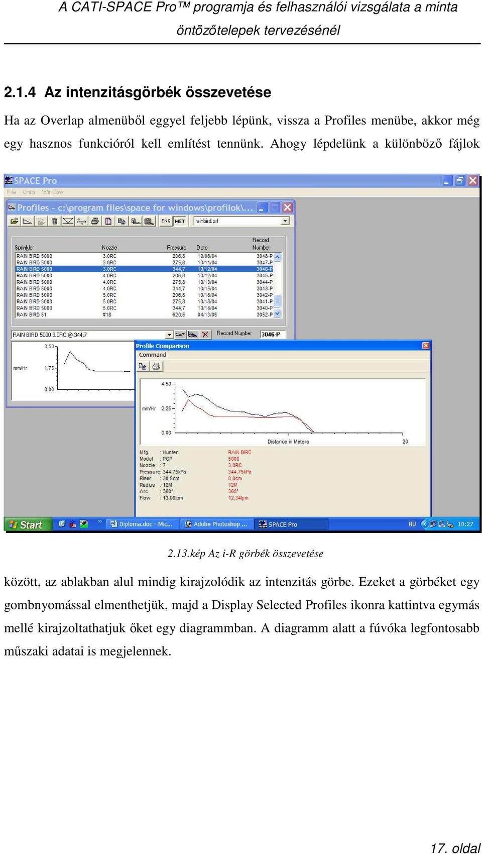 kép Az i-r görbék összevetése között, az ablakban alul mindig kirajzolódik az intenzitás görbe.