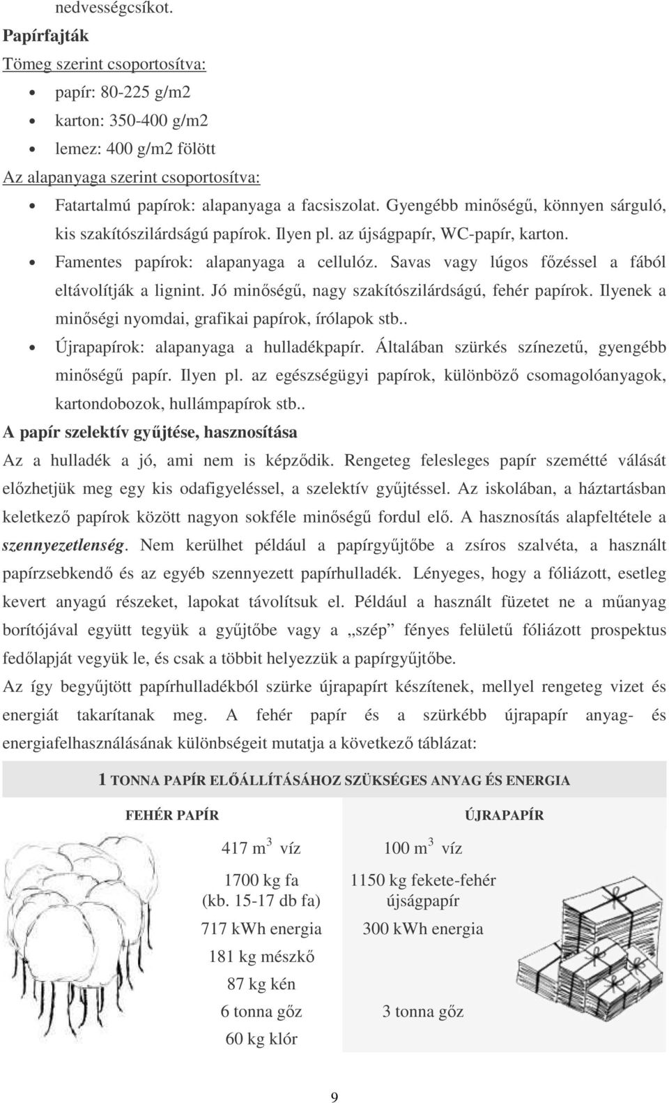 Gyengébb minıségő, könnyen sárguló, kis szakítószilárdságú papírok. Ilyen pl. az újságpapír, WC-papír, karton. Famentes papírok: alapanyaga a cellulóz.