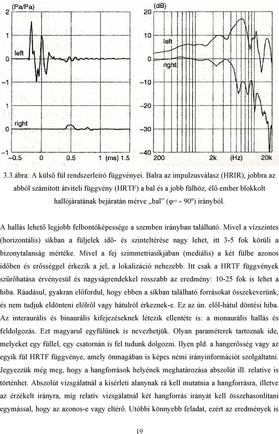 A hallás lehető legjobb felbontóképessége a szemben irányban található.