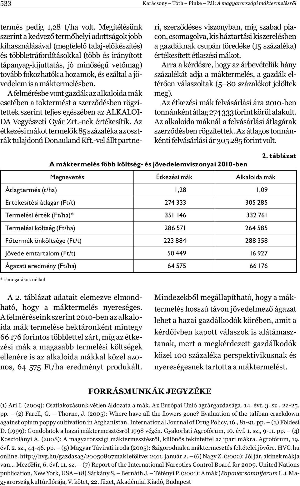 fokozhatók a hozamok, és ezáltal a jövedelem is a máktermelésben.