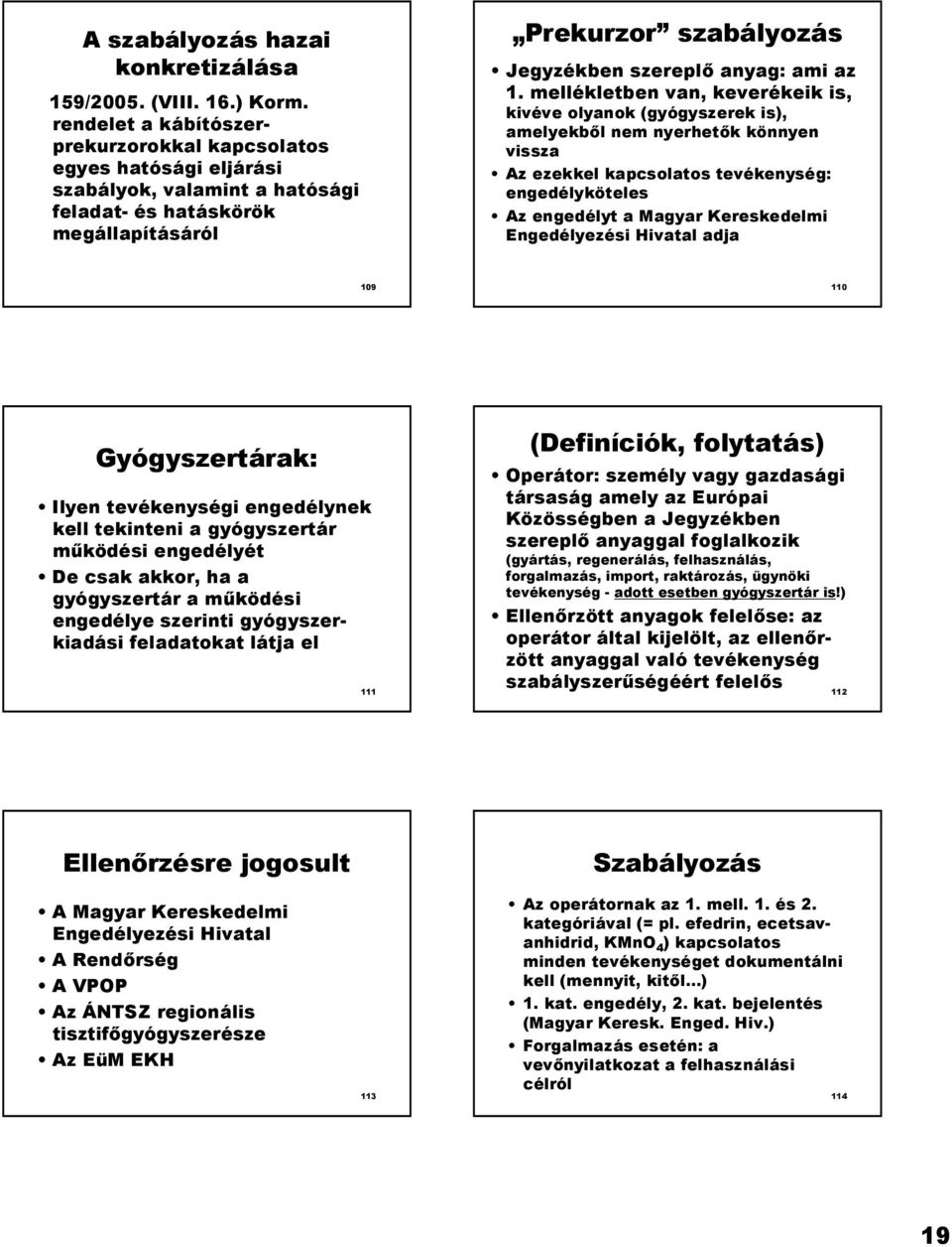 mellékletben van, keverékeik is, kivéve olyanok (gyógyszerek is), amelyekbl nem nyerhetk könnyen vissza Az ezekkel kapcsolatos tevékenység: engedélyköteles Az engedélyt a Magyar Kereskedelmi