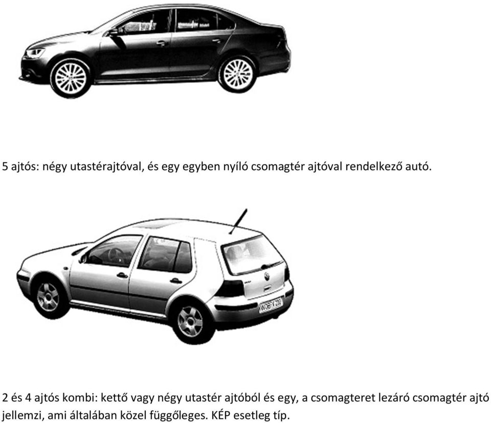 2 és 4 ajtós kombi: kettő vagy négy utastér ajtóból és egy,