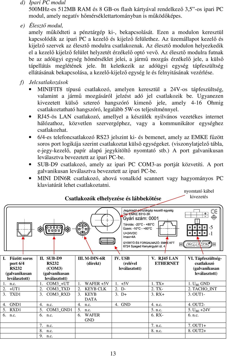 Az üzemállapot kezelő és kijelző szervek az élesztő modulra csatlakoznak. Az élesztő modulon helyezkedik el a kezelő kijelző felület helyzetét érzékelő optó vevő.