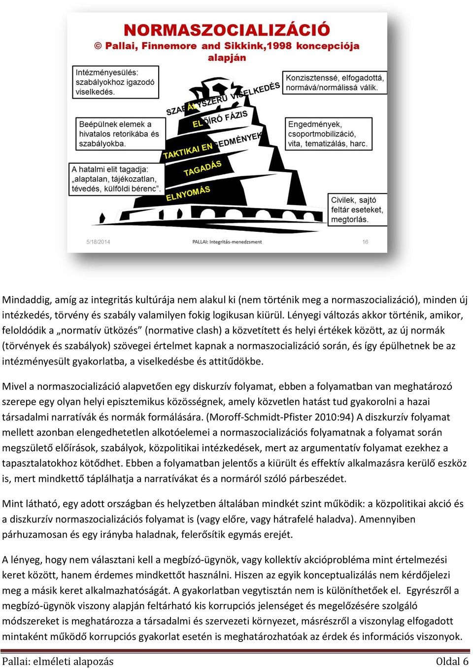 normaszocializáció során, és így épülhetnek be az intézményesült gyakorlatba, a viselkedésbe és attitűdökbe.