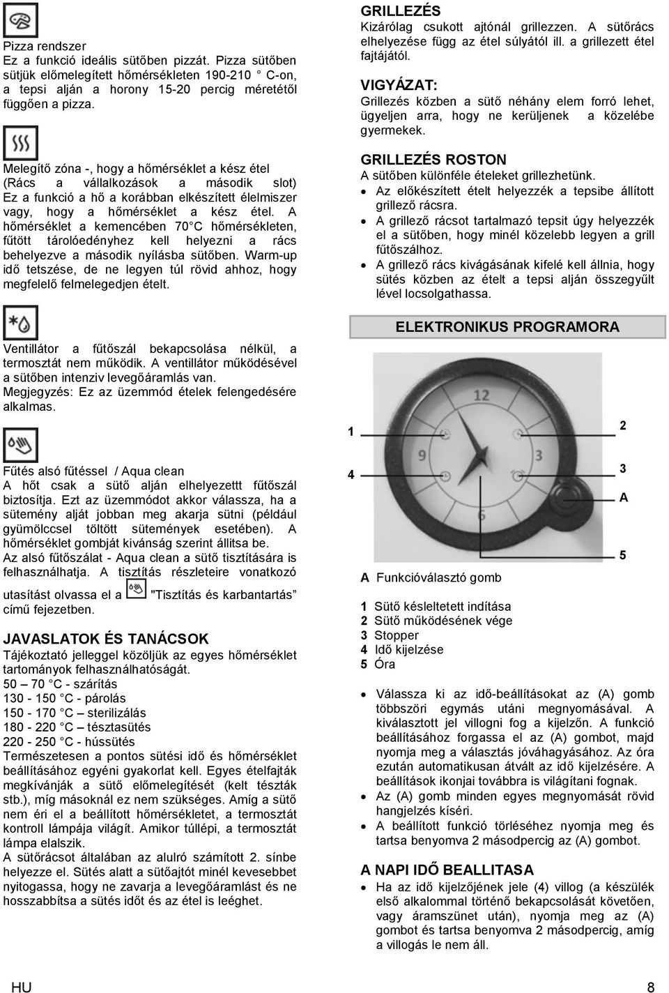 A hőmérséklet a kemencében 70 C hőmérsékleten, fűtött tárolóedényhez kell helyezni a rács behelyezve a második nyílásba sütőben.