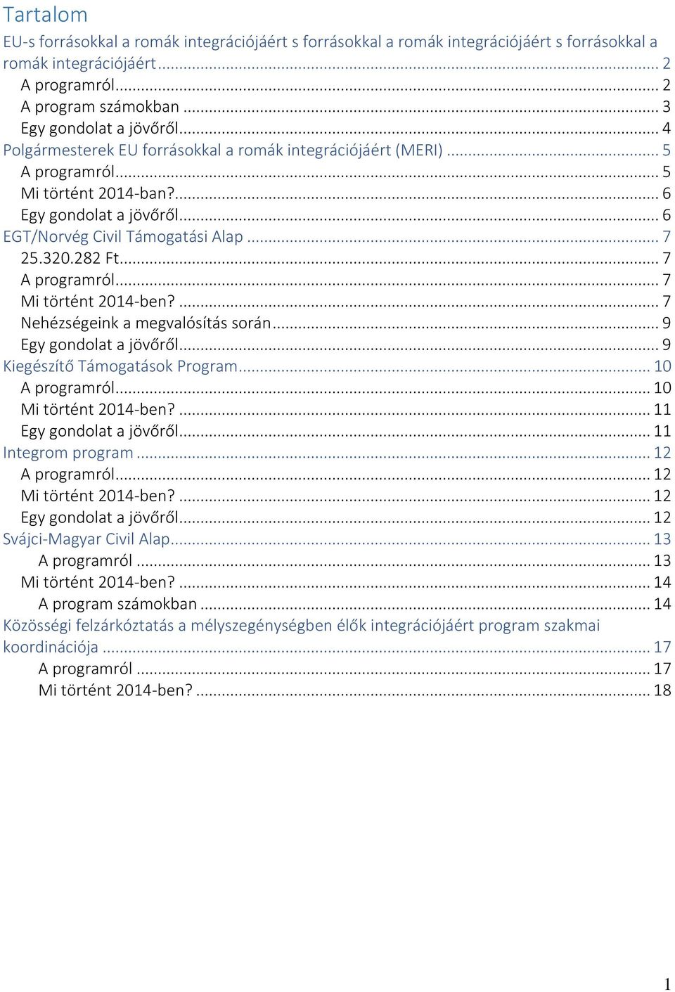 .. 7 A programról... 7 Mi történt 2014-ben?... 7 Nehézségeink a megvalósítás során... 9 Egy gondolat a jövőről... 9 Kiegészítő Támogatások Program... 10 A programról... 10 Mi történt 2014-ben?