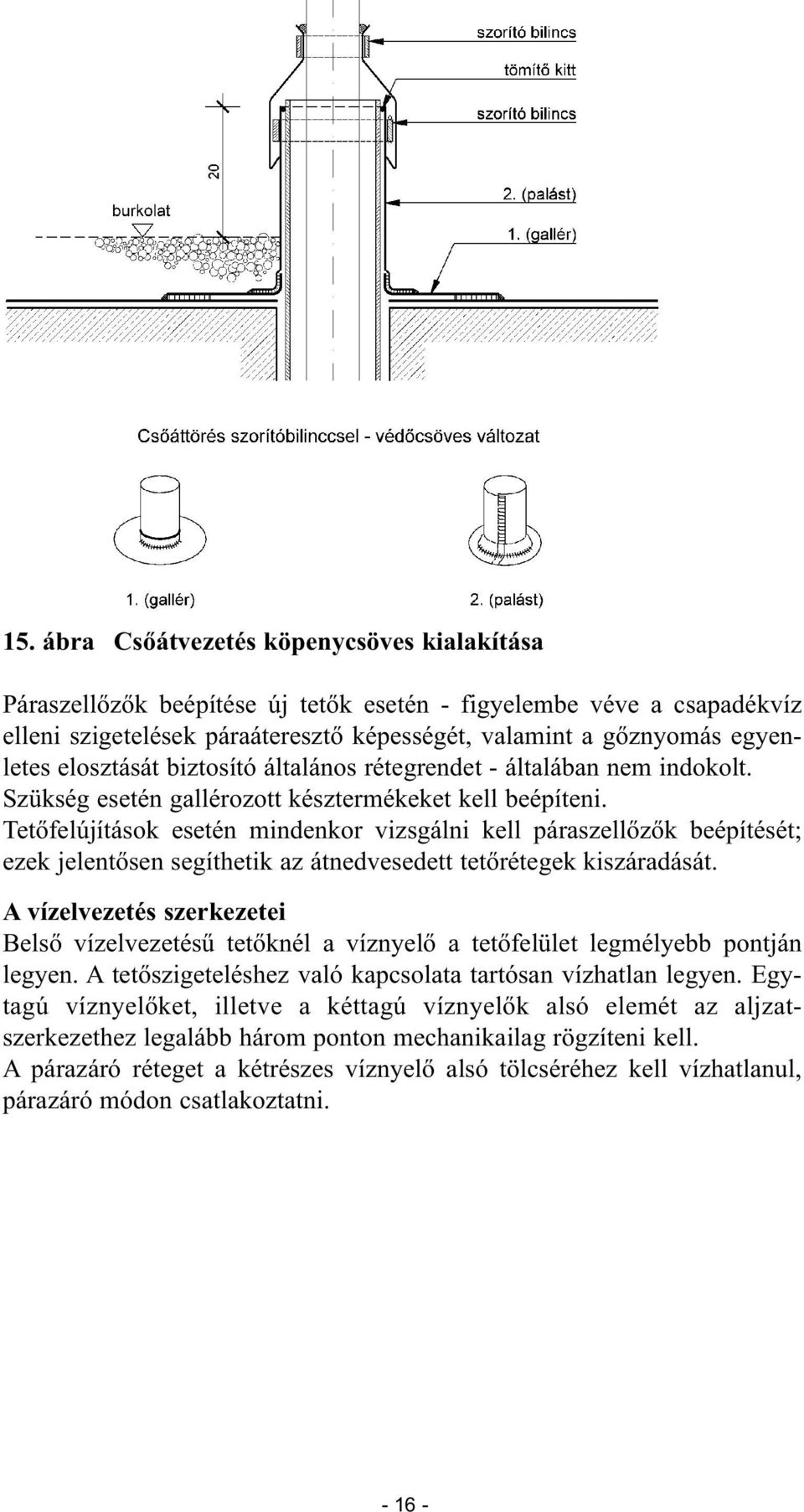 Tetőfelújítások esetén mindenkor vizsgálni kell páraszellőzők beépítését; ezek jelentősen segíthetik az átnedvesedett tetőrétegek kiszáradását.