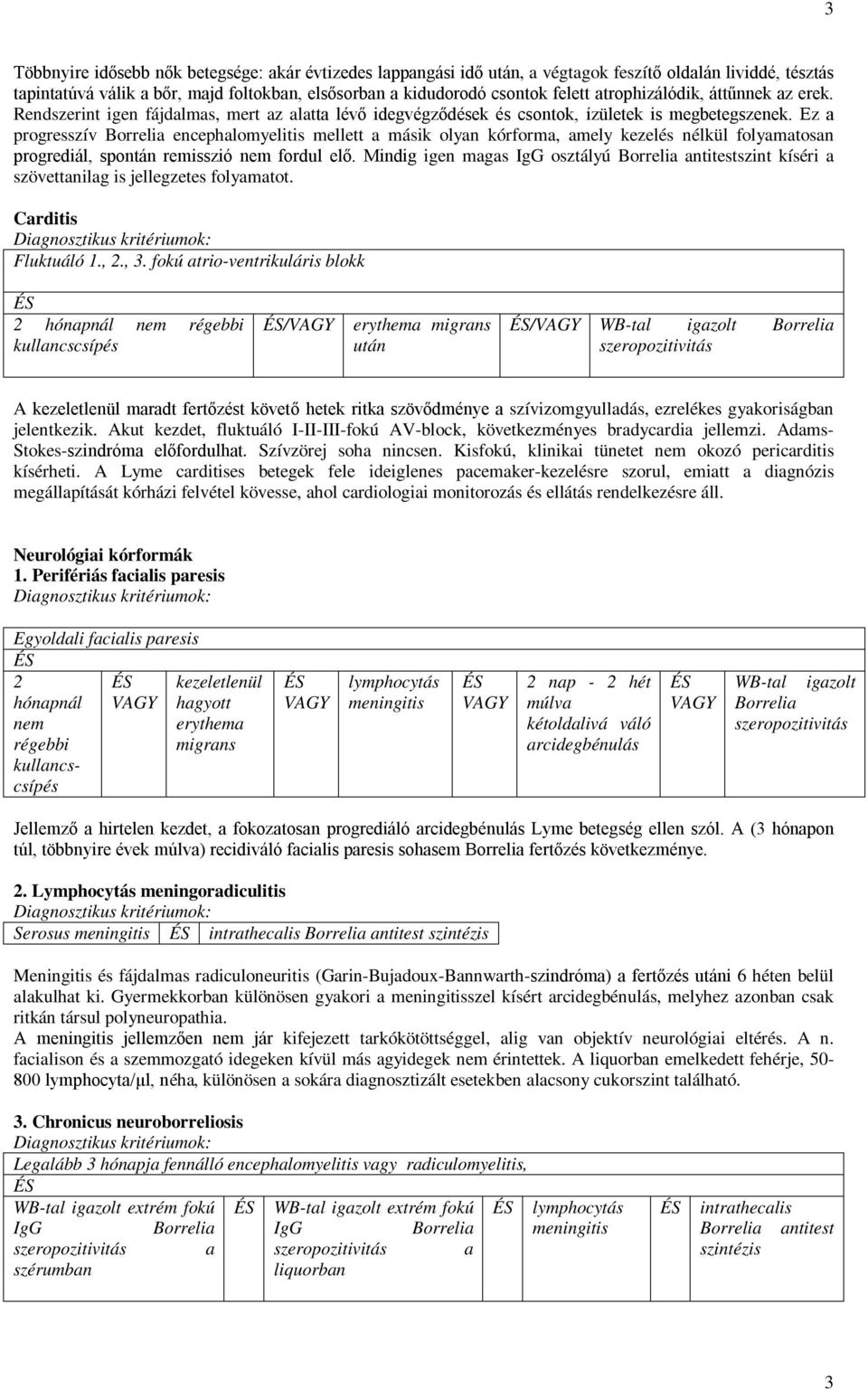 Ez a progresszív Borrelia encephalomyelitis mellett a másik olyan kórforma, amely kezelés nélkül folyamatosan progrediál, spontán remisszió nem fordul elő.