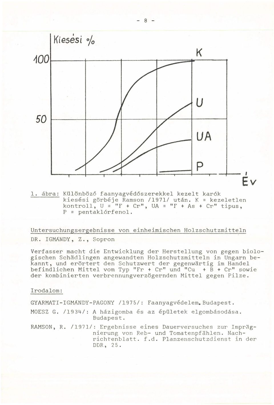 , Sopron Verfasser macht die Entwicklung der Herstellung von gegen biologischen Schädlingen angewandten Holzschutzmitteln in Ungarn bekannt, und erörtert den Schutzwert der gegenwärtig im Handel