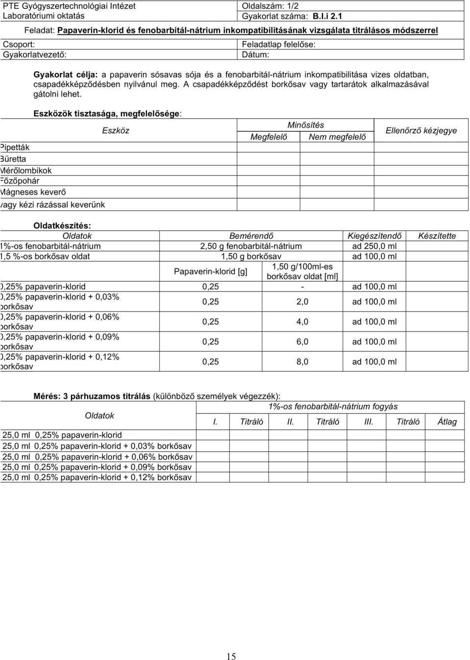 fenobarbitál-nátrium inkompatibilitása vizes oldatban, csapadékképződésben nyilvánul meg. A csapadékképződést borkősav vagy tartarátok alkalmazásával gátolni lehet.