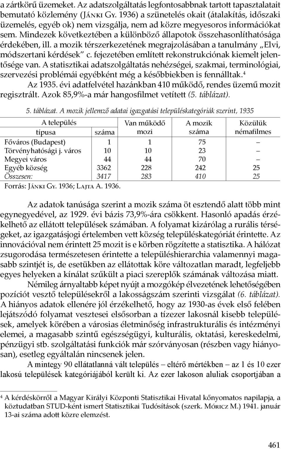 Mindezek következtében a különböző állapotok összehasonlíthatósága érdekében, ill. a mozik térszerkezetének megrajzolásában a tanulmány Elvi, módszertani kérdések c.