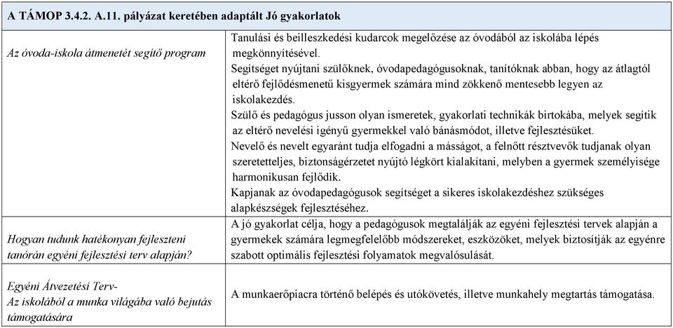 Segítséget nyújtani szülőknek, óvodapedagógusoknak, tanítóknak abban, hogy az átlagtól eltérő fejlődésmenetű kisgyermek számára mind zökkenő mentesebb legyen az iskolakezdés.