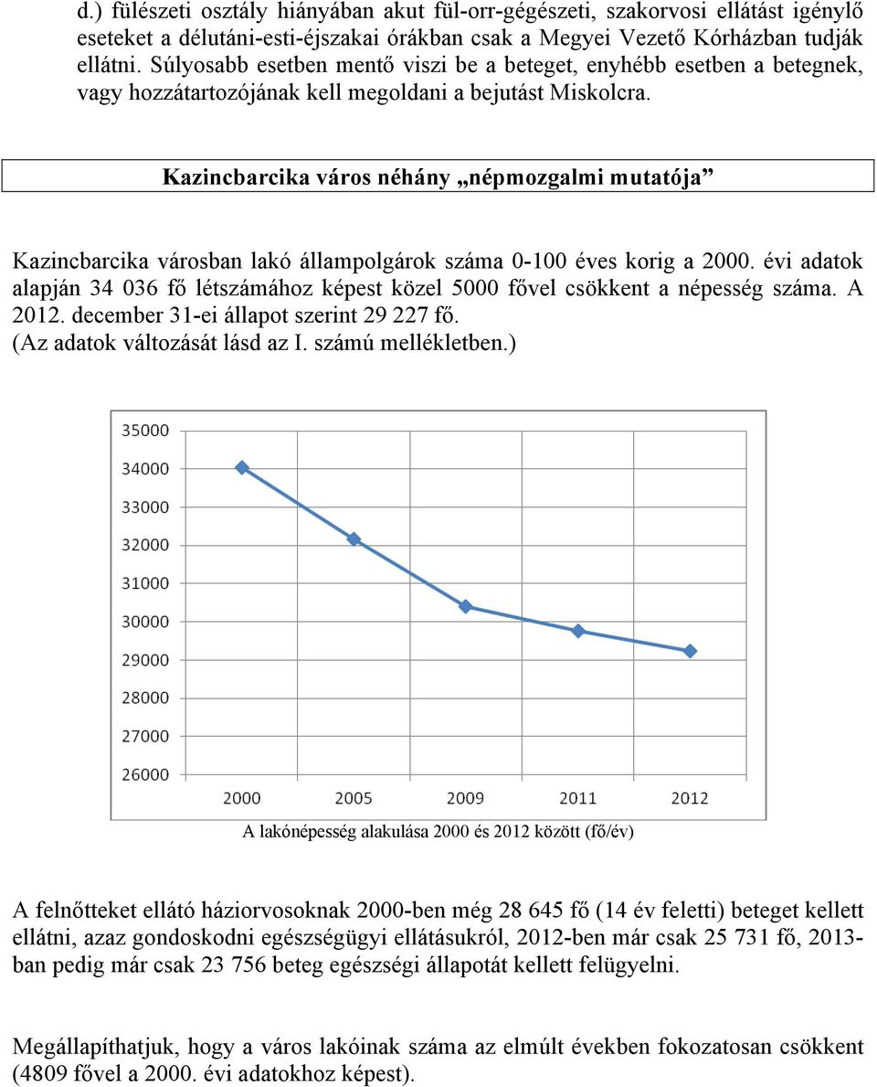 Kazincbarcika város néhány népmozgalmi mutatója Kazincbarcika városban lakó állampolgárok száma 0-100 éves korig a 2000.