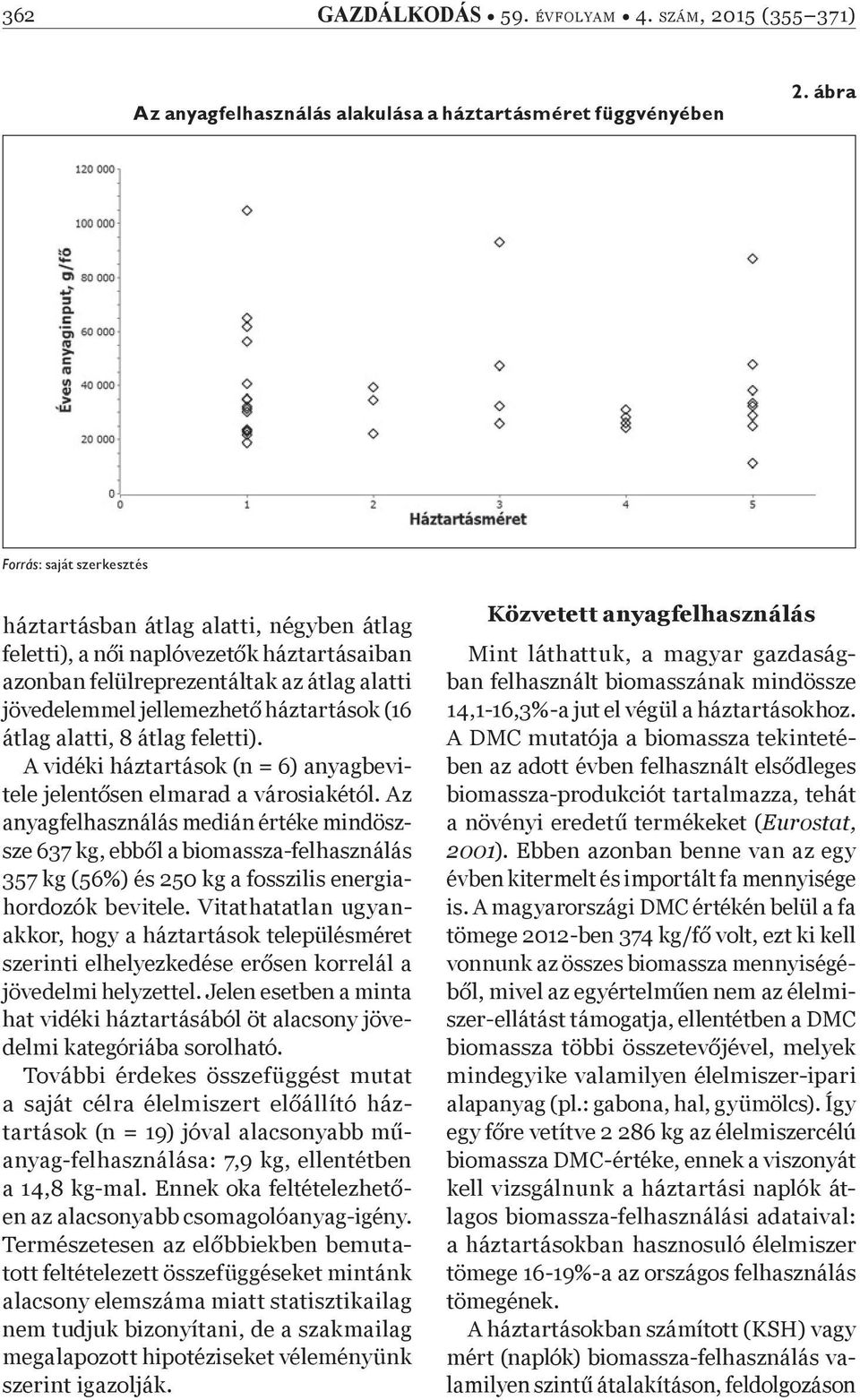 (16 átlag alatti, 8 átlag feletti). A vidéki háztartások (n = 6) anyagbevitele jelentősen elmarad a városiakétól.