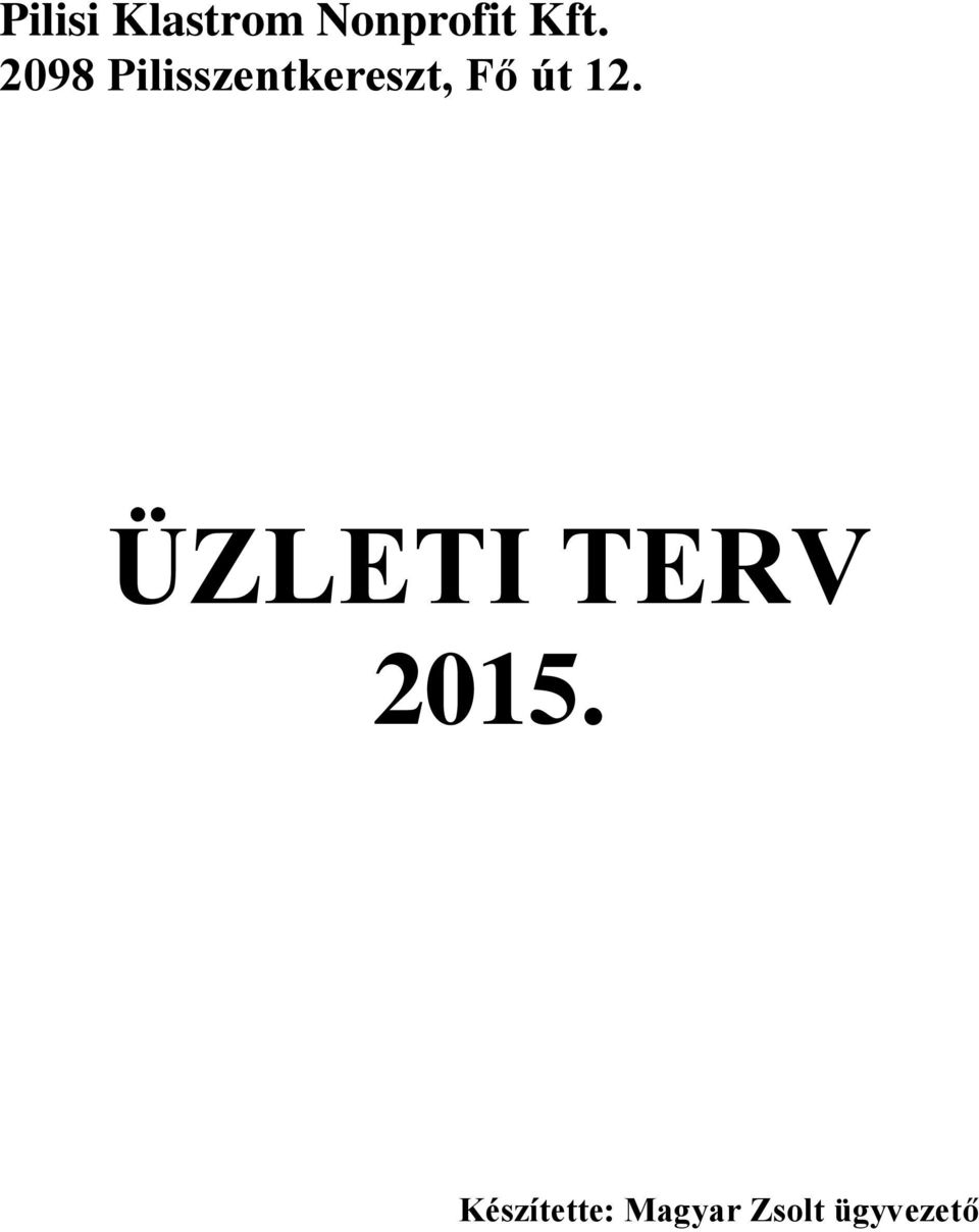 12. ÜZLETI TERV 2015.