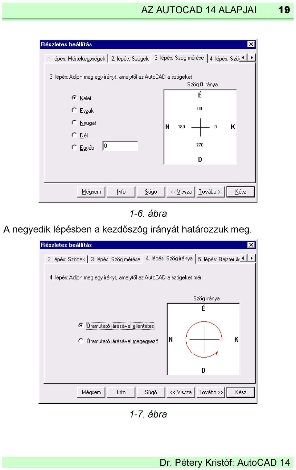 lépésben a kezdőszög