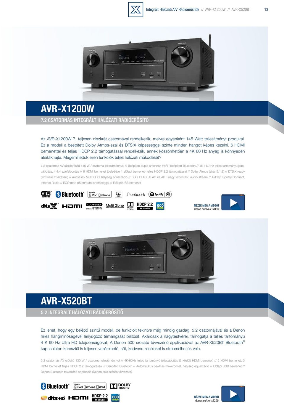 Ez a modell a beépített Dolby Atmos-szal és DTS:X képességgel szinte minden hangot képes kezelni. 6 HDMI bemenettel és teljes HDCP 2.