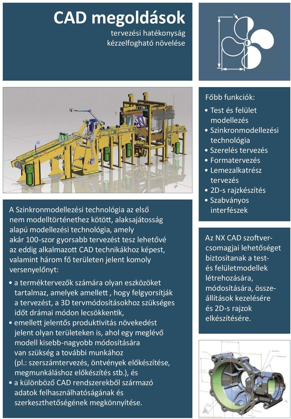 amelle, hogy felgyorsítják a tervezést, a 3D tervmódosításokhoz szükséges időt drámai módon lecsökken k, emelle jelentős produk vitás növekedést jelent olyan területeken is, ahol egy meglévő modell