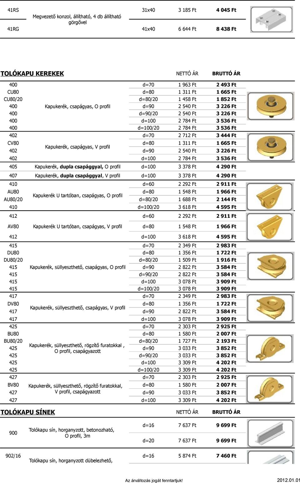 Ft 3 444 Ft CV80 d=80 1 311 Ft 1 665 Ft Kapukerék, csapágyas, V profil 402 d=90 2 540 Ft 3 226 Ft 402 d=100 2 784 Ft 3 536 Ft 405 Kapukerék, dupla csapággyal, O profil d=100 3 378 Ft 4 290 Ft 407