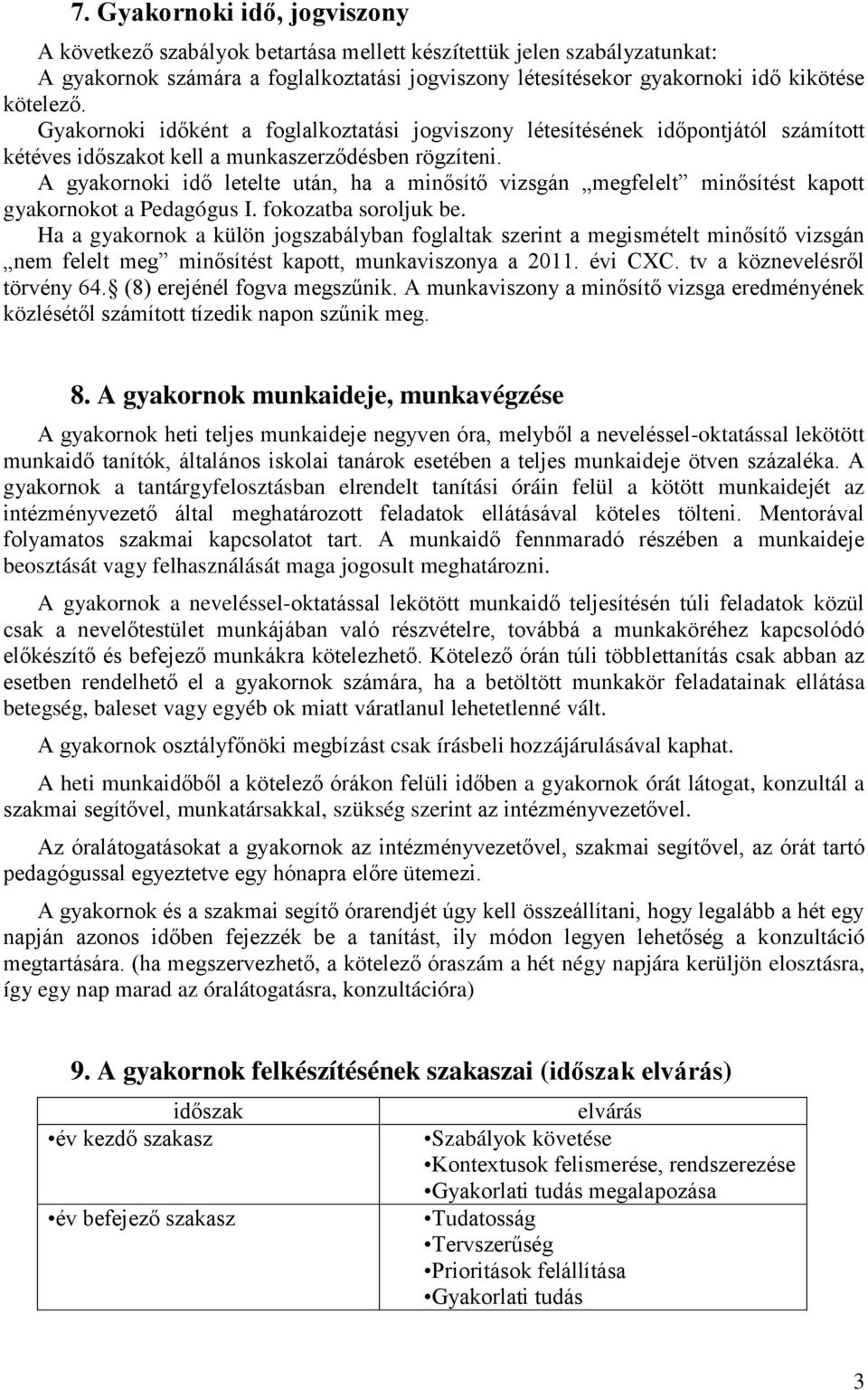 A gyakornoki idő letelte után, ha a minősítő vizsgán megfelelt minősítést kapott gyakornokot a Pedagógus I. fokozatba soroljuk be.