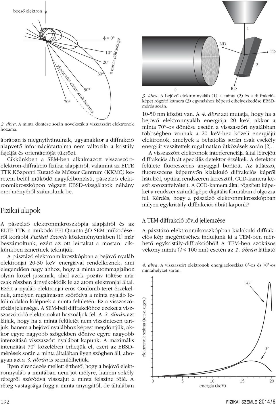 Cikkünkben a SEM-ben alkalmazott visszaszórtelektron-diffrakció fizikai alapjairól, valamint az ELTE TTK Központi Kutató és Mûszer Centrum (KKMC) keretein belül mûködô nagyfelbontású, pásztázó