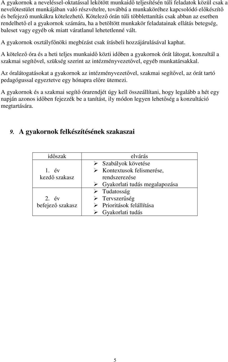 Kötelező órán túli többlettanítás csak abban az esetben rendelhető el a gyakornok számára, ha a betöltött munkakör feladatainak ellátás betegség, baleset vagy egyéb ok miatt váratlanul lehetetlenné