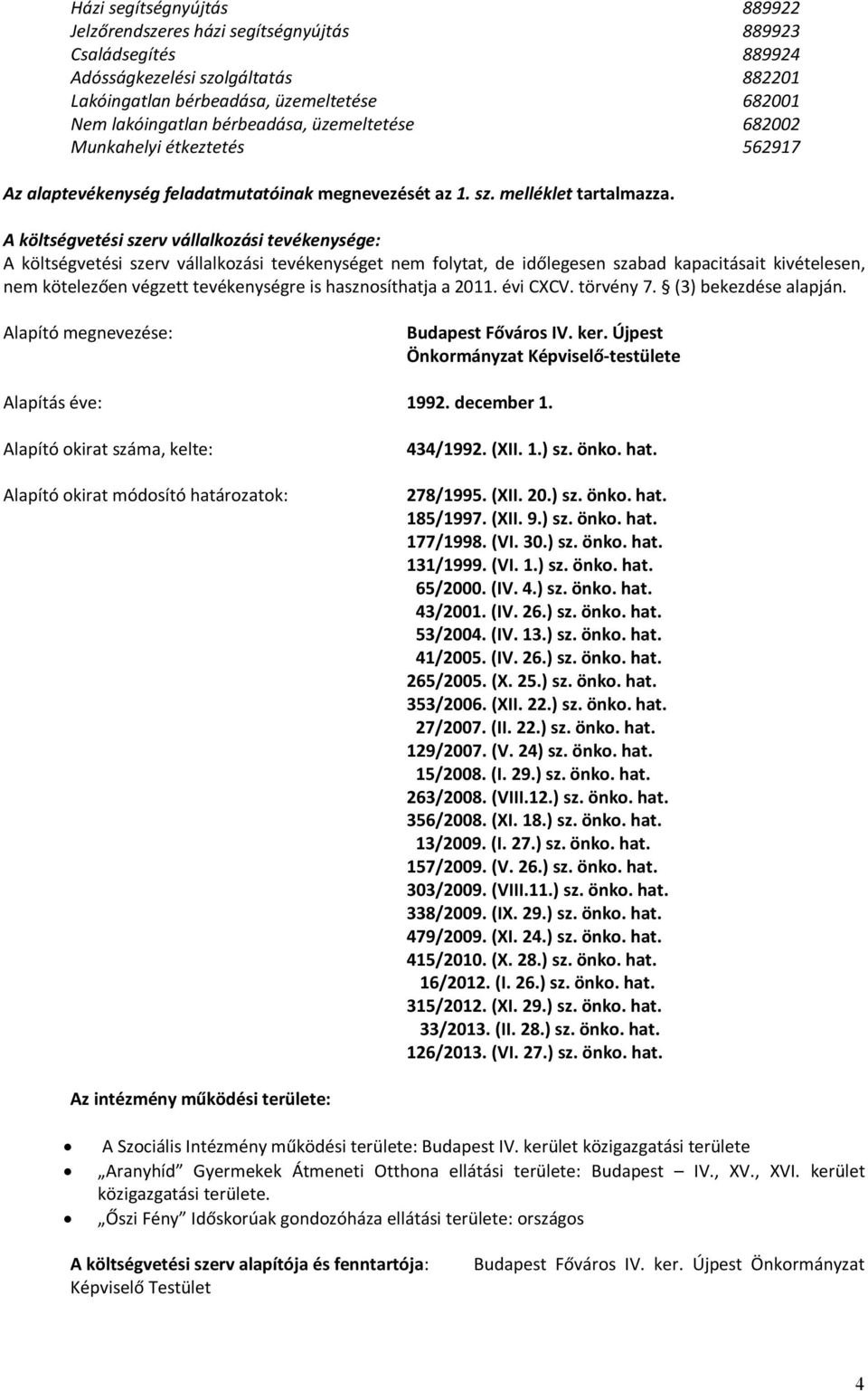 A költségvetési szerv vállalkozási tevékenysége: A költségvetési szerv vállalkozási tevékenységet nem folytat, de időlegesen szabad kapacitásait kivételesen, nem kötelezően végzett tevékenységre is