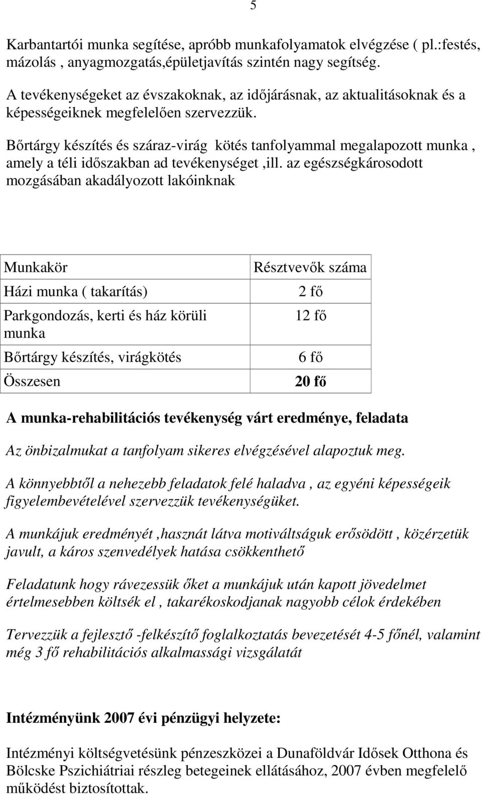 Bőrtárgy készítés és száraz-virág kötés tanfolyammal megalapozott munka, amely a téli időszakban ad tevékenységet,ill.