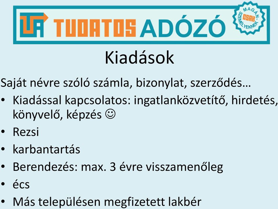 hirdetés, könyvelő, képzés Rezsi karbantartás