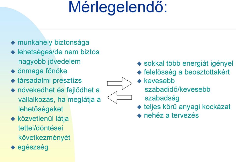 közvetlenül látja tettei/döntései következményét egészség sokkal több energiát igényel