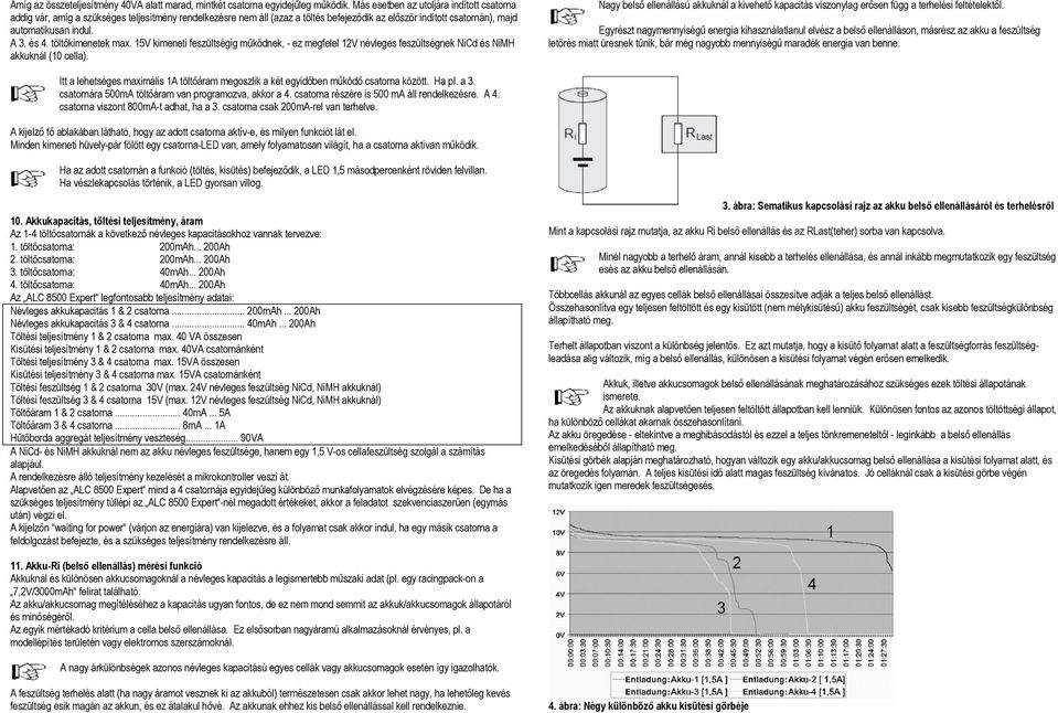 töltőkimenetek max. 15V kimeneti feszültségig működnek, - ez megfelel 12V névleges feszültségnek NiCd és NiMH akkuknál (10 cella).