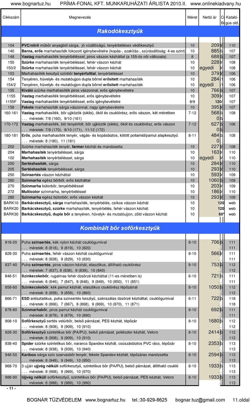 kézhát 10 228 120/12* 108 150/2 Szürke marhahasíték tenyérbéléssel, fehér vászon kézhát 10 egyedi 120/12* 108 153 Marhahasíték kesztyű színbőr tenyérfolttal, tenyérbéléssel 10 379 120/12* 106 154