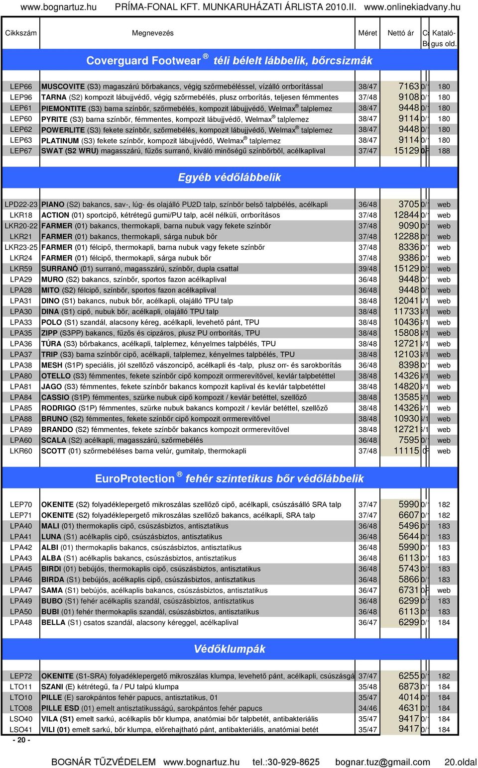 barna színbőr, fémmentes, kompozit lábujjvédő, Welmax talplemez 38/47 911410/1 180 LEP62 POWERLITE (S3) fekete színbőr, szőrmebélés, kompozit lábujjvédő, Welmax talplemez 38/47 944810/1 180 LEP63