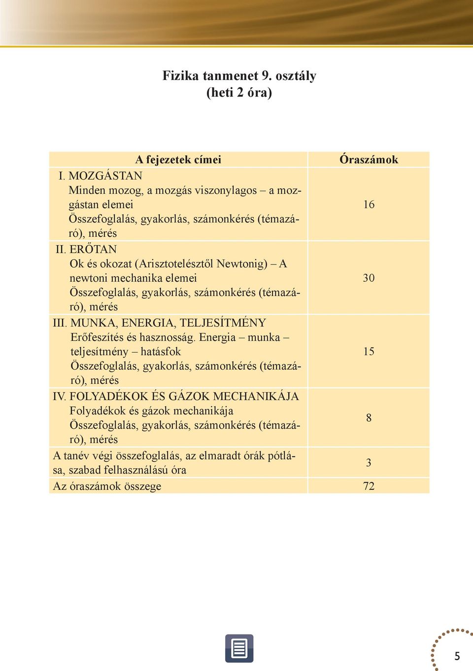 ERŐTAN Ok és okozat (Arisztotelésztől Newtonig) A newtoni mechanika elemei Összefoglalás, gyakorlás, számonkérés (témazáró), mérés III.