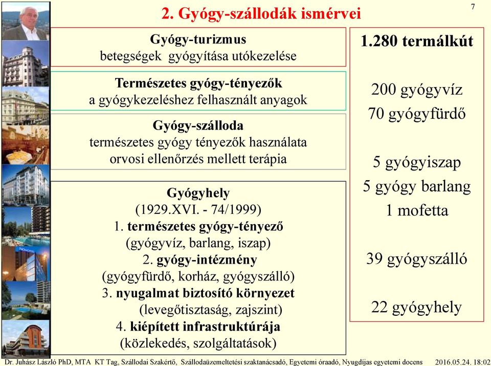 természetes gyógy-tényező ( iszap (gyógyvíz, barlang, 2. gyógy-intézmény ( gyógyszálló (gyógyfürdő, korház, 3.