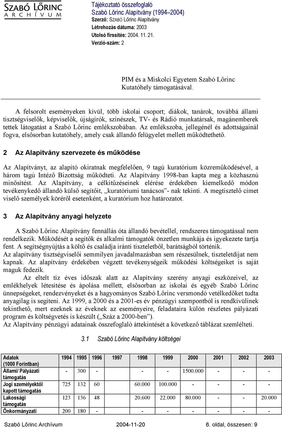 Szabó Lőrinc emlékszobában. Az emlékszoba, jellegénél és adottságainál fogva, elsősorban kutatóhely, amely csak állandó felügyelet mellett működtethető.