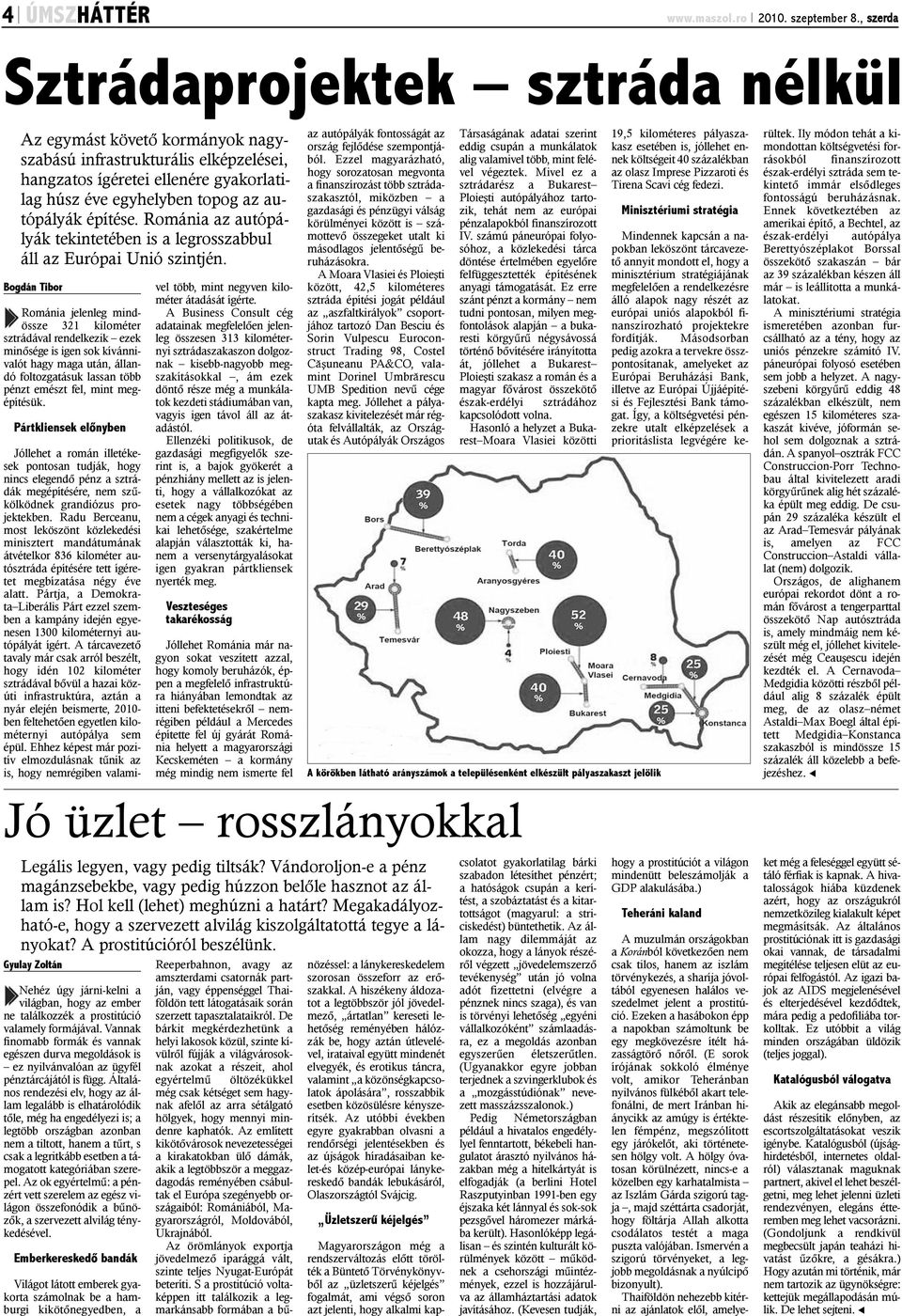 építése. Románia az autópályák tekintetében is a legrosszabbul áll az Európai Unió szintjén.