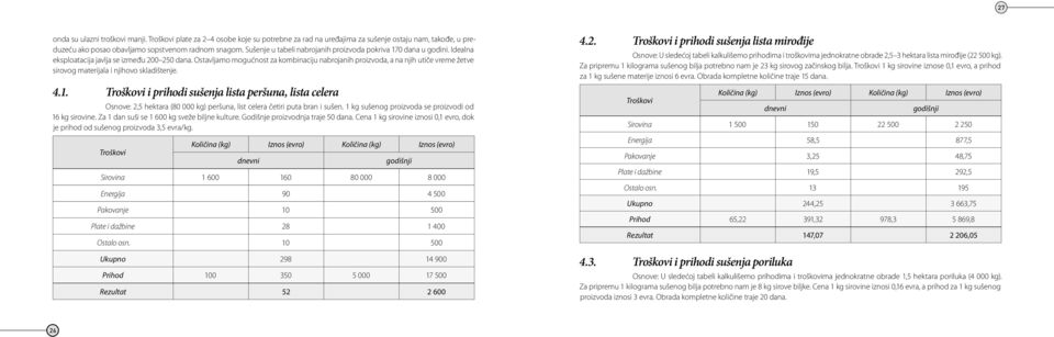 Ostavljamo mogućnost za kombinaciju nabrojanih proizvoda, a na njih utiče vreme žetve sirovog materijala i njihovo skladištenje. 4.1.