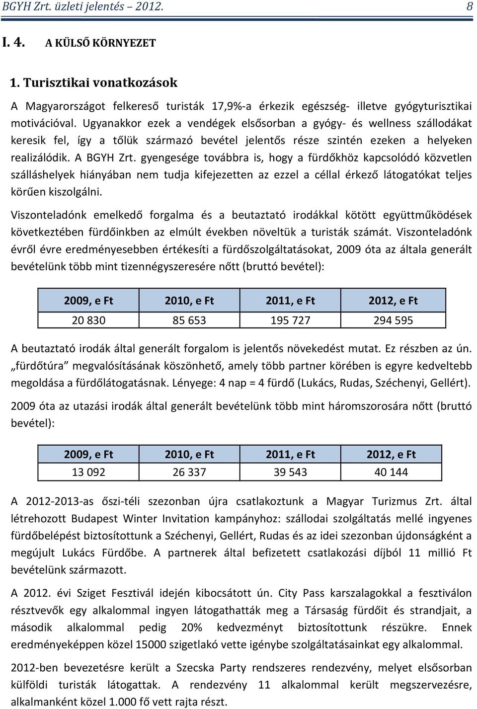 gyengesége továbbra is, hogy a fürdőkhöz kapcsolódó közvetlen szálláshelyek hiányában nem tudja kifejezetten az ezzel a céllal érkező látogatókat teljes körűen kiszolgálni.