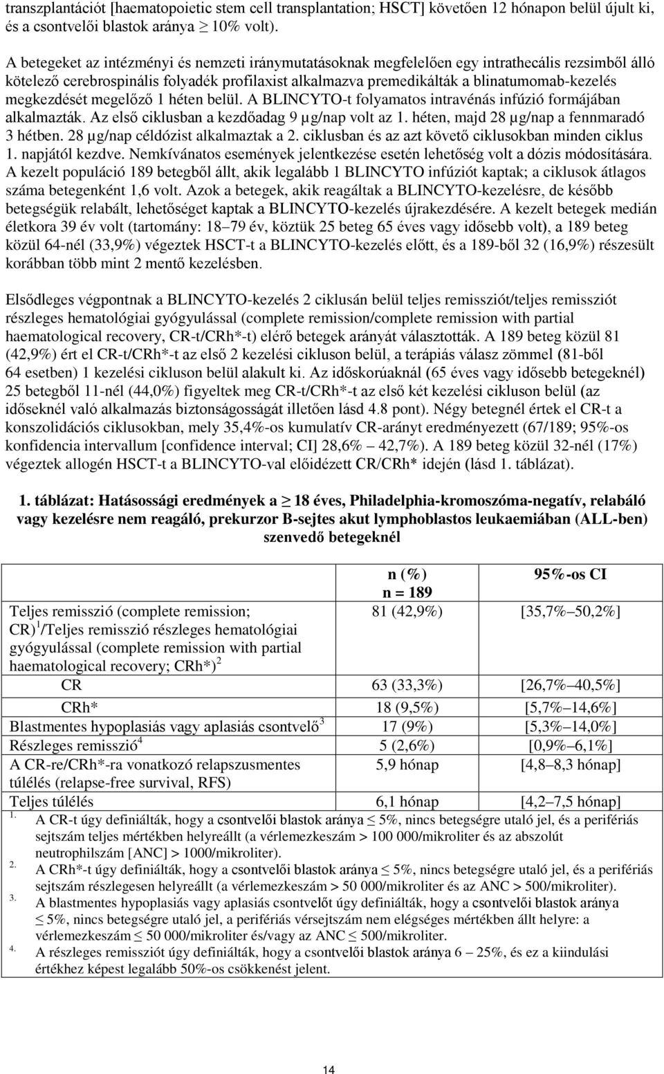 megkezdését megelőző 1 héten belül. A BLINCYTO-t folyamatos intravénás infúzió formájában alkalmazták. Az első ciklusban a kezdőadag 9 µg/nap volt az 1. héten, majd 28 µg/nap a fennmaradó 3 hétben.