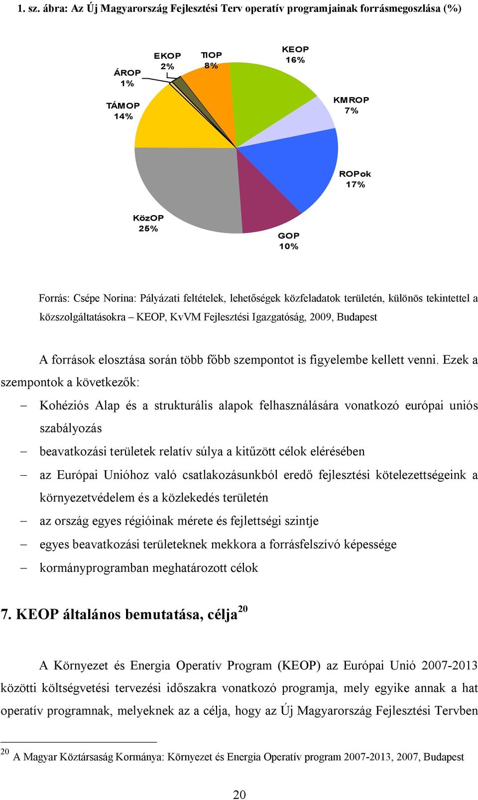 feltételek, lehetőségek közfeladatok területén, különös tekintettel a közszolgáltatásokra KEOP, KvVM Fejlesztési Igazgatóság, 2009, Budapest A források elosztása során több főbb szempontot is