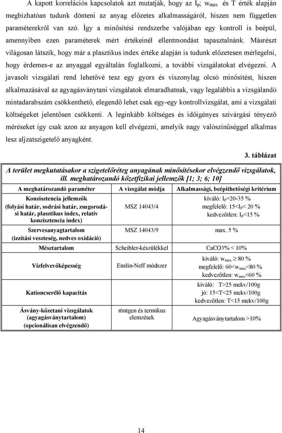 Másrészt világosan látszik, hogy már a plasztikus index értéke alapján is tudunk előzetesen mérlegelni, hogy érdemes-e az anyaggal egyáltalán foglalkozni, a további vizsgálatokat elvégezni.