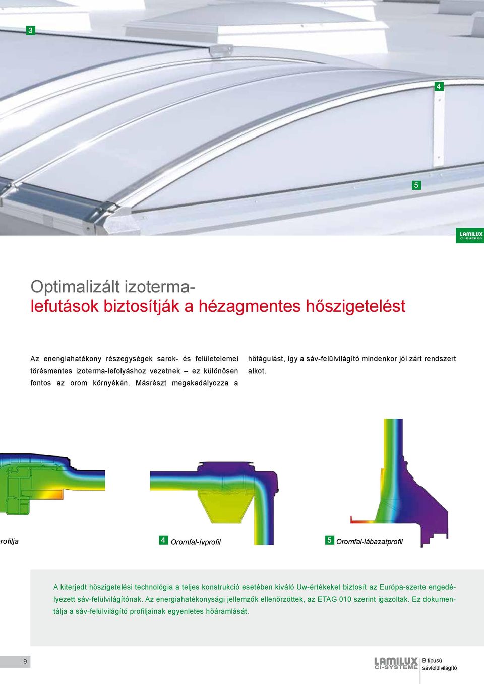 Oromfal-ívprofil 5 Oromfal-lábazatprofil A kiterjedt hőszigetelési technológia a teljes konstrukció esetében kiváló Uw-értékeket biztosít az Európa-szerte engedélyezett