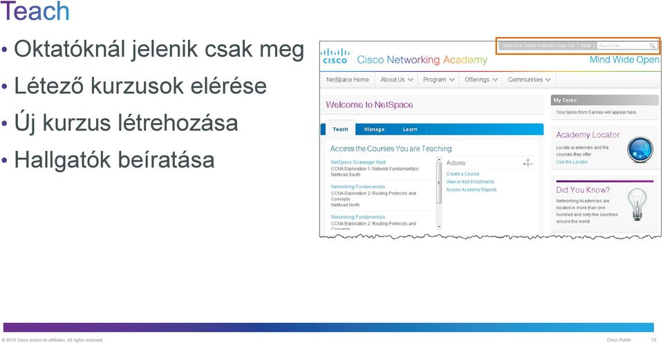 Hallgatók beíratása 2015 Cisco and/or