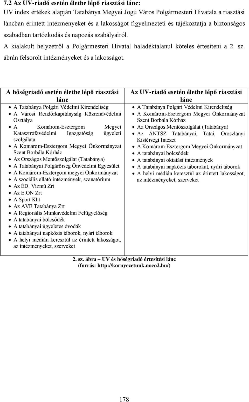 A hőségriadó esetén életbe lépő riasztási lánc A Tatabánya Polgári Védelmi Kirendeltség A Városi Rendőrkapitányság Közrendvédelmi Osztálya A Komárom-Esztergom Megyei Katasztrófavédelmi Igazgatóság