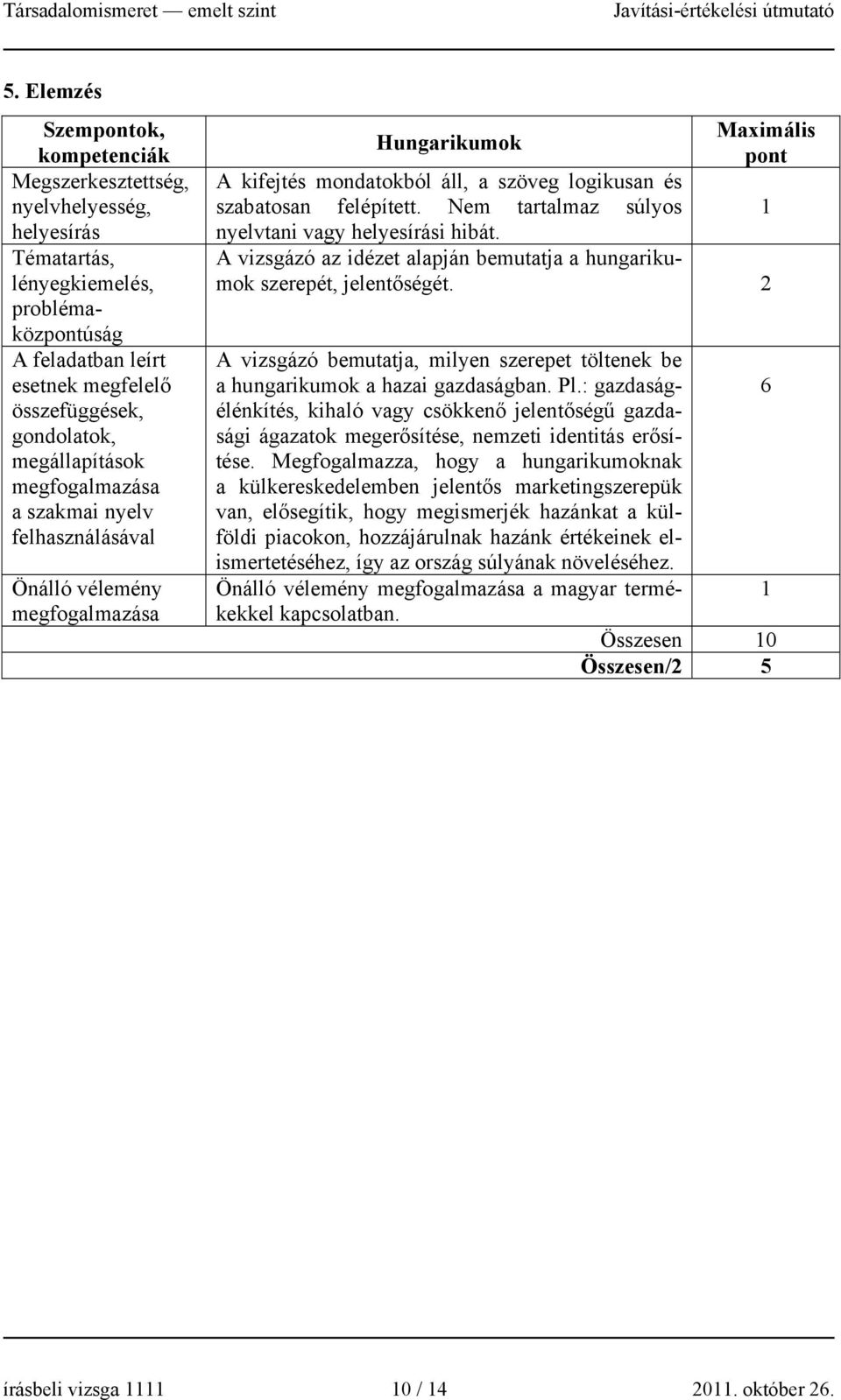 A vizsgázó bemutatja, milyen szerepet töltenek be a hungarikumok a hazai gazdaságban. Pl.