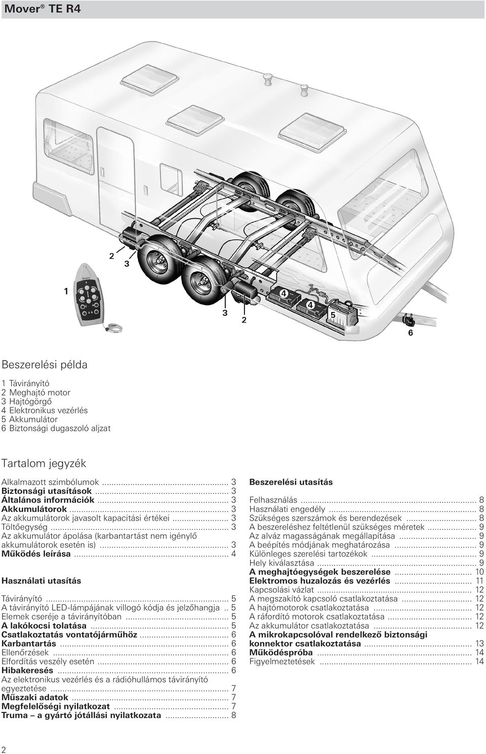 .. 3 Az akkumulátor ápolása (karbantartást nem igénylő akkumulátorok esetén is)... 3 Működés leírása... 4 Használati utasítás Távirányító... 5 A távirányító LED-lámpájának villogó kódja és jelzőhangja.