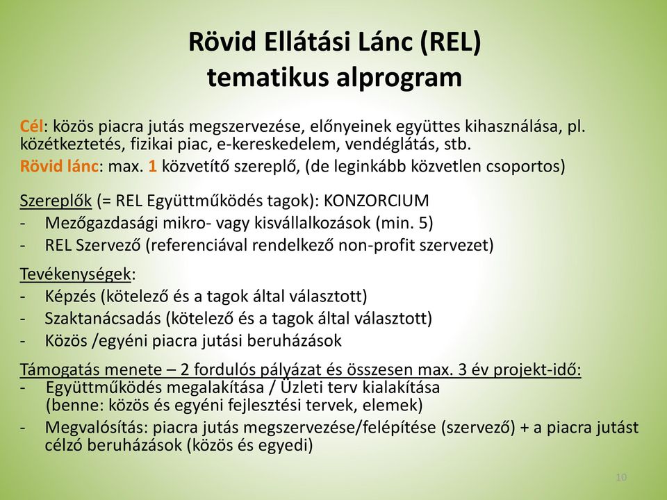 5) - REL Szervező (referenciával rendelkező non-profit szervezet) Tevékenységek: - Képzés (kötelező és a tagok által választott) - Szaktanácsadás (kötelező és a tagok által választott) - Közös